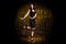 Full length photo of young adorable woman happy positive smile dance cabaret burlesque vintage stage light