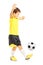 Full length portrait of a boy in sportswear joggling a soccer ba