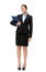 Full-length portrait of business woman with documents