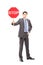 Full length portrait of a businessman holding a stop sign