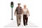 Full length portrait of an elderly couple walking at pedestrian crosswalk