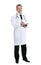 Full length portrait of experienced doctor in uniform on white background