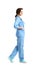 Full length portrait of experienced doctor in uniform on white. Medical service