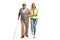 Full length portrait of a female community worker helping an elderly blind man