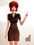 Full-length portrait of a gorgeous red-haired business lady, colorful drawing. Stylish well-dressed woman