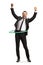 Full length portrait of a happy businessman spinning a hula hoop
