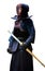 Full length portrait of kendo fighter