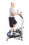 Full length portrait of a mature sporty man exercising on a cro