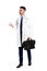 Full length portrait of medical doctor with bag isolated