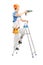 Full length portrait of a repairman with a drilling machine on a