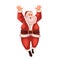 Full length portrait of Santa jumping in delight