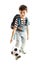 Full length portrait of a schoolboy with a soccer ball