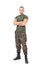 Full length portrait of serious army soldier with his arms cross