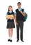 Full length portrait of teenagers in school uniform