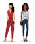 Full-length portrait of two beautiful young girls wearing colorful stylish clothes. Fashion illustration.