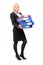 Full length portrait of a young businesswoman carrying folders