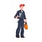 Full length portrait of young and handsome plumber, mechanic, repairman