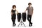 Full length portrait of a young male and female leaning on conga drums