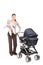 Full length portrait of a young mother with a baby and a pushchair