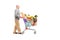Full length potrait of a gentleman pushing a shopping cart full