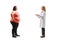 Full length profile shot of a doctor talking to an overweight young woman