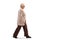 Full length profile shot of an elderly lady walking