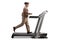 Full length profile shot of an elderly man exercising on a treadmill