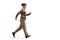 Full length profile shot of an elderly man running fast