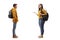 Full length profile shot of a male teenager talking to a female student