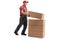 Full length profile shot of a mover placing a package on top of