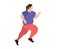 Full length profile shot of an overweight girl running