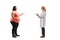 Full length profile shot of an overweight woman talking to a female doctor