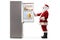 Full length profile shot of Santa Claus opening a fridge full of food