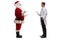 Full length profile shot of santa claus talking to a male doctor