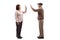 Full length profile shot of a senior woman high-fiving a senior man isolated on white background
