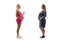 Full length profile shot of a two pregnant women having a conversation