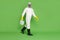 Full length profile side photo medical worker man hold canister liquid cleaner disinfect stop ncov epidemic spread wear