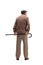 Full length rear view shot of an elderly man standing and holding a cane behind his back