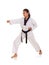 Full length shot of female martial artist fight stance