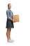 Full length shot of a young female carrying a cardboard box