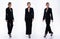 Full length Snap Figure, Asian Business Woman wear Black Suit, she 20s has dying gray color short hair and walks many poses