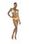 Full length of woman swimwear with hand on hips over white background