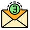 Full mail inbox icon color outline vector