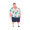 Full Man Character with Plump Body in Shirt Standing and Smiling Vector Illustration