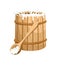 Full milk wooden barrel isolated vector icon