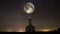 Full Moon flying over a lonely church