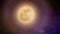 Full moon with a glowing aura on a beautiful purple starry animated night