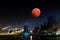 Full moon lunar eclipse - bloodmoon- night scape