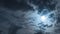 Full moon with moving black clouds. Nighttime timelapse. Clouds floating through the bright disk of the moon. Mysterious