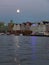 Full moon night at the Bergen Harbor in Hordaland county